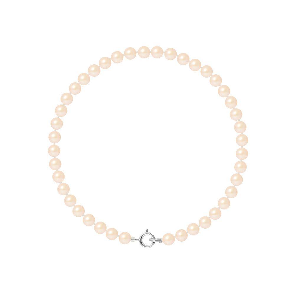 PERLINEA Bracelet Perles de Culture d'Eau Douce Roses Naturelles 4-5 mm