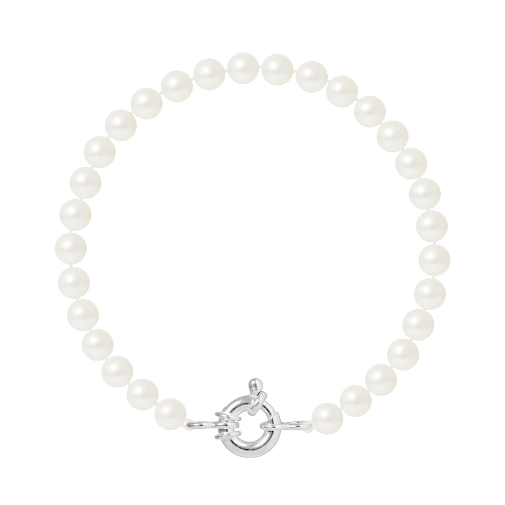 PERLINEA Bracelet Perles de Culture Rondes 6-7 mm Blanches Naturelles