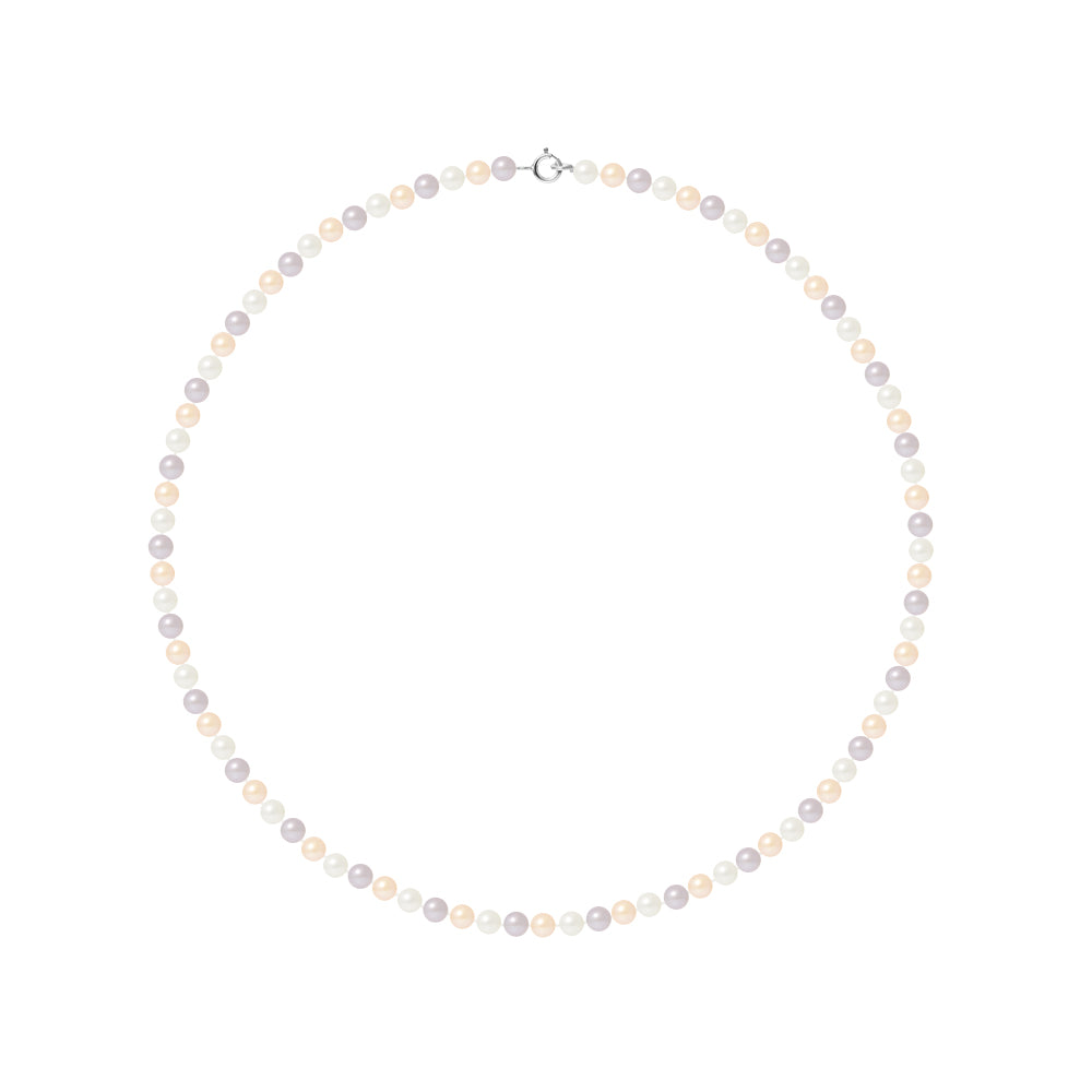 PERLINEA Collier Perles de Culture Ronde 4-5 mm Multicolores