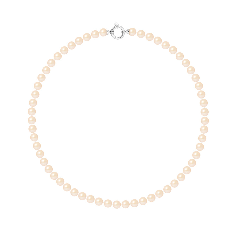 PERLINEA Collier Perles de Culture Ronde 6-7  mm Roses