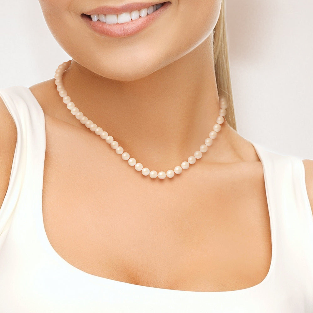 PERLINEA Collier Perles de Culture Ronde 6-7  mm Roses
