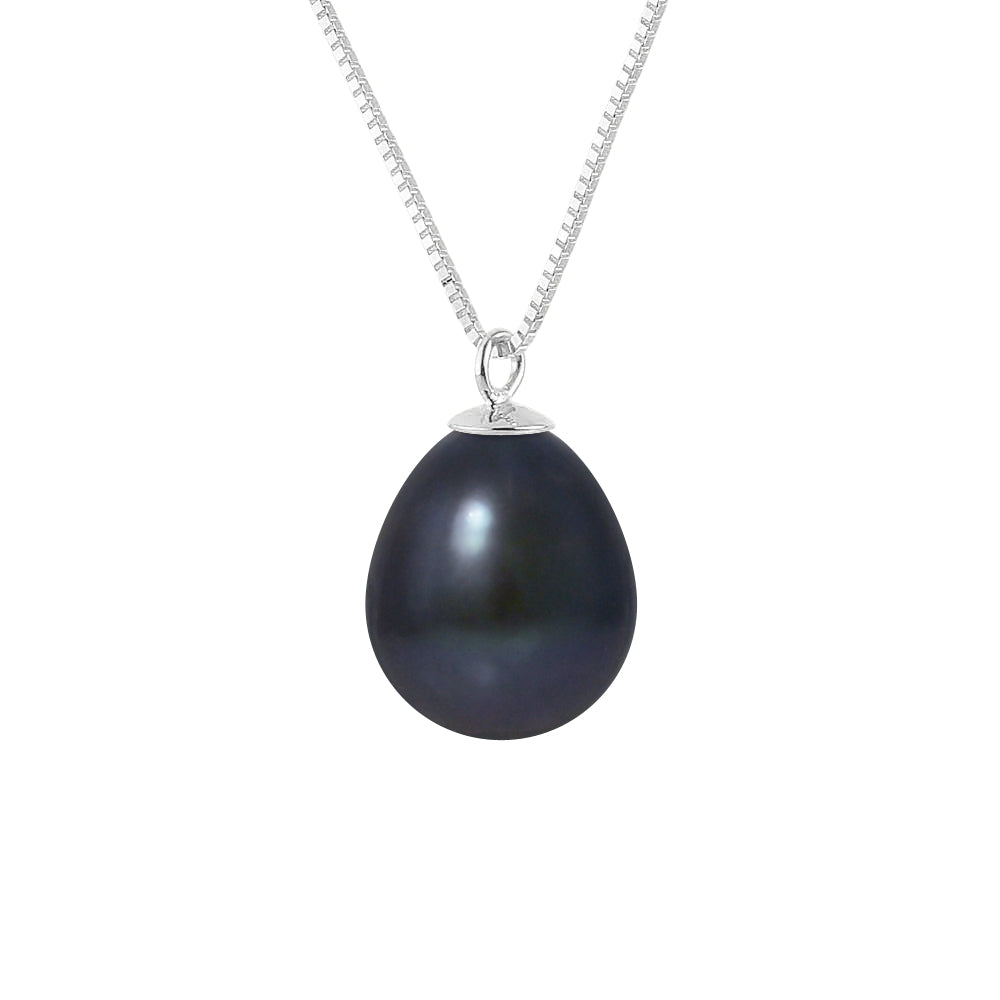 PERLINEA Collier Perle de Culture Diamètre 9-10 mm Black Tahiti - Argent 925 millièmes