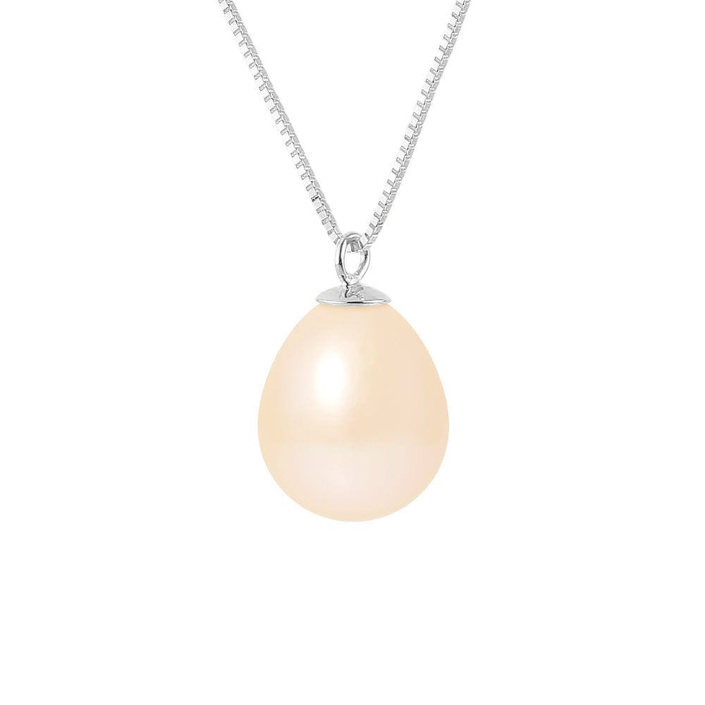 PERLINEA Collier Perle de Culture Diamètre 9-10 mm Rose - Argent 925/1000