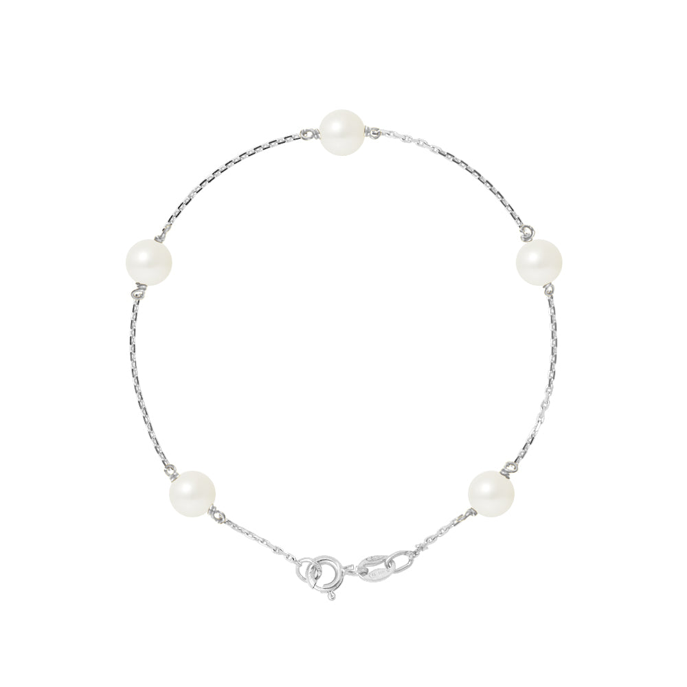 PERLINEA Bracelet Perles de Culture Ronde 6-7 mm Blanches - Argent 925 Millièmes