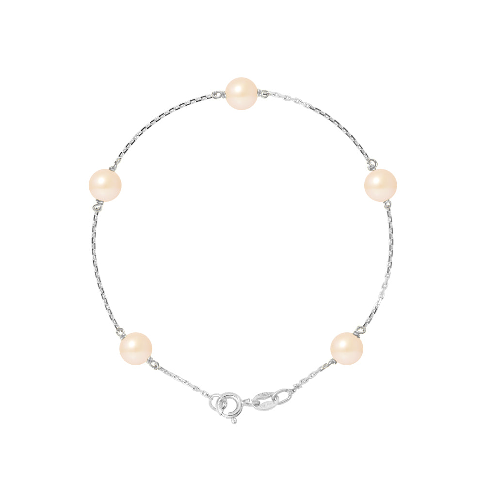 PERLINEA Bracelet Perles de Culture 6-7 mm Roses - Argent 925 Millièmes