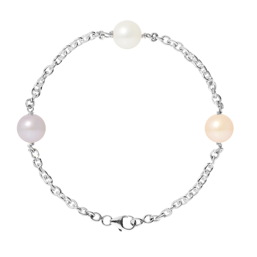 PERLINEA Bracelet Perles de Culture d'Eau Douce Multicolores 9-10 mm - Argent 925 Millièmes