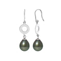 PERLINEA Boucles d'Oreilles Perles de Culture de Tahiti Diamètre 8-9 mm - Argent 925 Millièmes