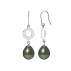 PERLINEA Boucles d'Oreilles Perles de Culture de Tahiti Diamètre 8-9 mm - Argent 925 Millièmes