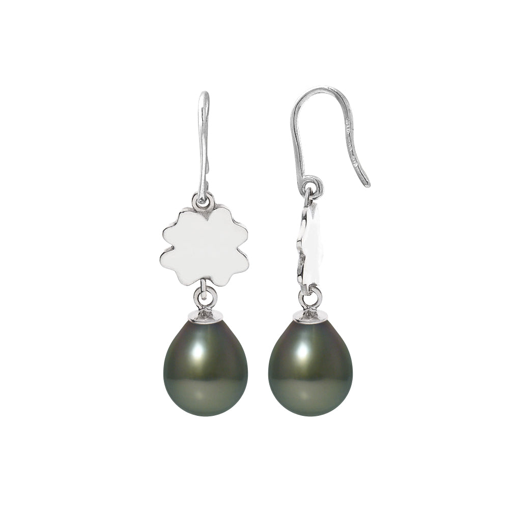 PERLINEA Boucles d'Oreilles Perles de Culture de Tahiti Diamètre 8-9 mm - Argent 925 Millièmes
