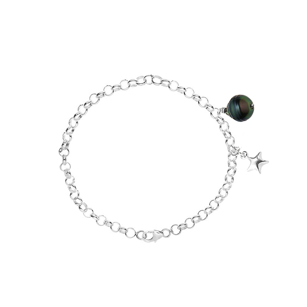 PERLINEA Bracelet Perle de Culture de Tahiti Diamètre 9-10 mm - Argent 925 Millièmes