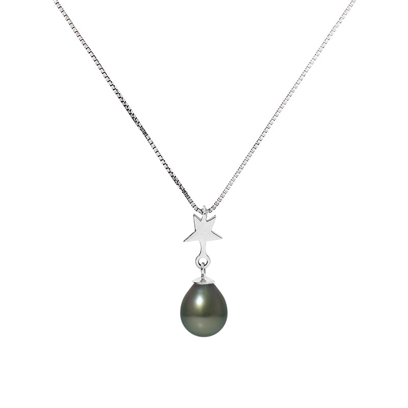 PERLINEA Collier Perle de Culture de Tahiti 8-9 mm - Argent 925 Millièmes