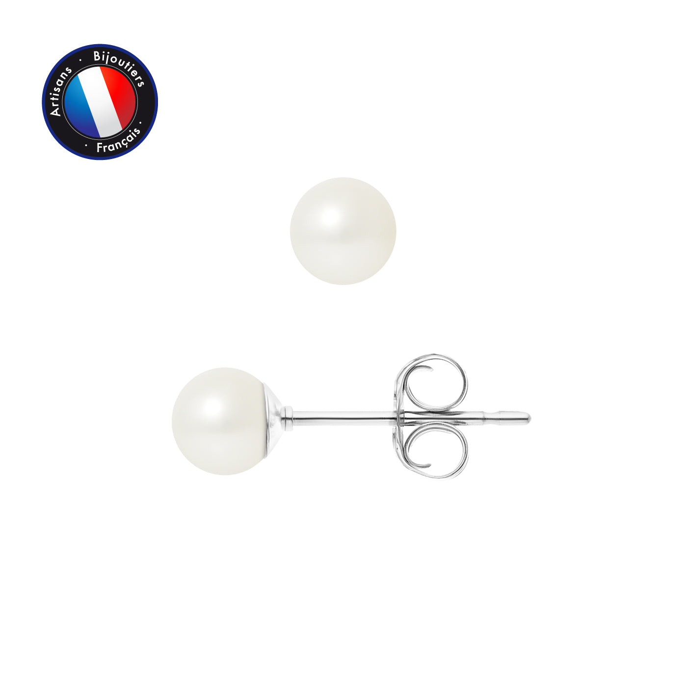 PERLINEA Boucles d'Oreilles Perles de Culture 5-6 mm Blanches - Or Blanc