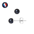 PERLINEA Boucles d'Oreilles Perles de Culture Rondes 5-6 mm Black Tahiti - Or Blanc