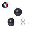PERLINEA Boucles d'Oreilles Perles de Culture 7-8 mm Black Tahiti - Or Blanc