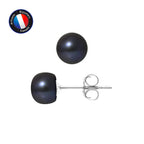 PERLINEA Boucles d'Oreilles Perles de Culture 7-8 mm Black Tahiti - Or Blanc