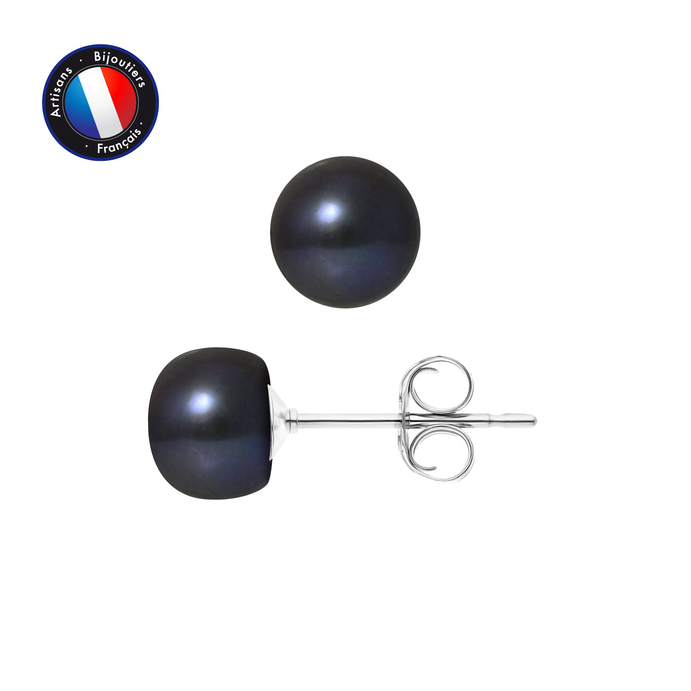 PERLINEA Boucles d'Oreilles Perles de Culture 7-8 mm Black Tahiti - Or Blanc