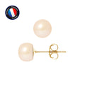 PERLINEA Boucles d'Oreilles Perles de Culture Bouton 5-6 mm Roses - Or Jaune