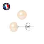 PERLINEA Boucles d'Oreilles Perles de Culture 7-8 mm Roses - Or Blanc