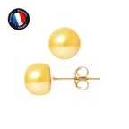 PERLINEA Boucles d'Oreilles Perles de Culture Bouton 8-9 mm Gold - Or Jaune