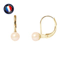 PERLINEA Boucles d'Oreilles Perles de Culture 5-6 mm Roses - Or Jaune
