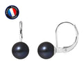 PERLINEA Boucles d'Oreilles Perles de Culture 7-8 mm Black Tahiti - Or Blanc