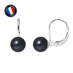PERLINEA Boucles d'Oreilles Perles de Culture 7-8 mm Black Tahiti - Or Blanc