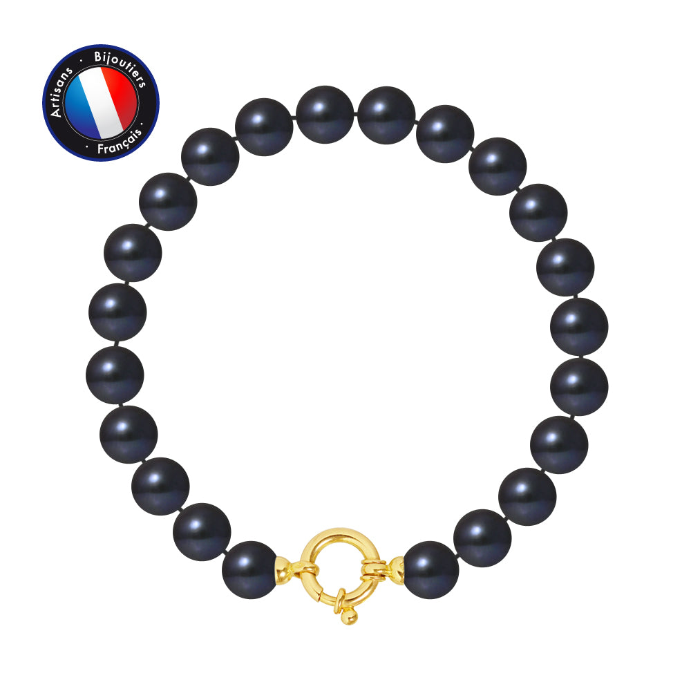 PERLINEA Bracelet Perles de Culture 8-9 mm Black Tahiti - Or Jaune