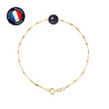 PERLINEA Bracelet Perle de Culture d'Eau Douce Diamètre 8-9 mm Black Tahiti - Or Jaune