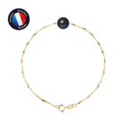 PERLINEA Bracelet Perle de Culture d'Eau Douce Diamètre 8-9 mm Black Tahiti - Or Jaune