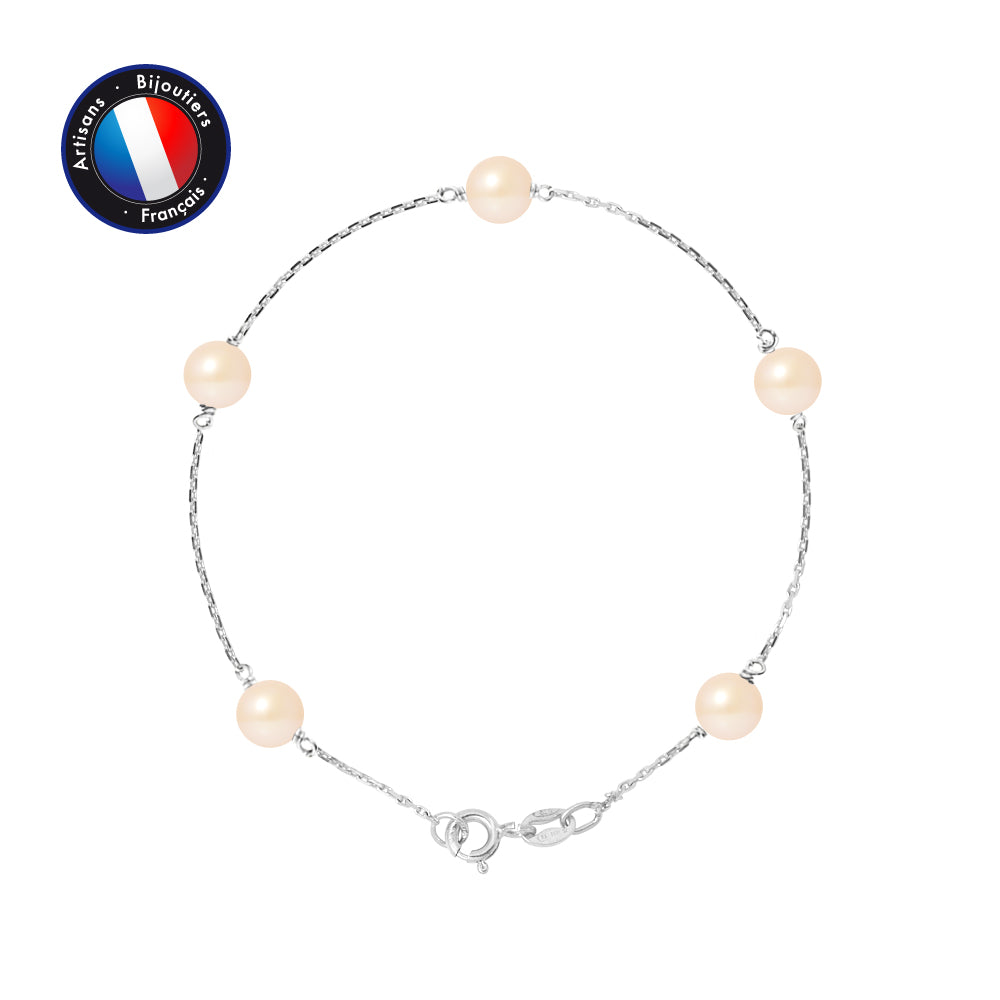 PERLINEA Bracelet Perles de Culture d'Eau Douce Ronde 6-7 mm - Or Blanc
