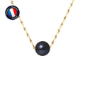 PERLINEA Collier Perle de Culture Diamètre 8-9 mm Black Tahiti - Or Jaune