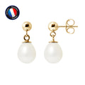 PERLINEA Boucles d'Oreilles Perles de Culture Diamètre 7-8 mm Blanches - Or Jaune