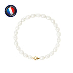 PERLINEA Bracelet Perles de Culture Riz 5-6 mm Blanches - Or Jaune
