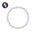 PERLINEA Bracelet Perles de Culture Riz 5-6 mm Violettes - Or Jaune