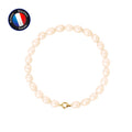 PERLINEA Bracelet Perles de Culture Riz 5-6 mm Roses - Or Jaune