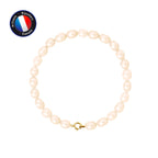 PERLINEA Bracelet Perles de Culture Riz 5-6 mm Roses - Or Jaune