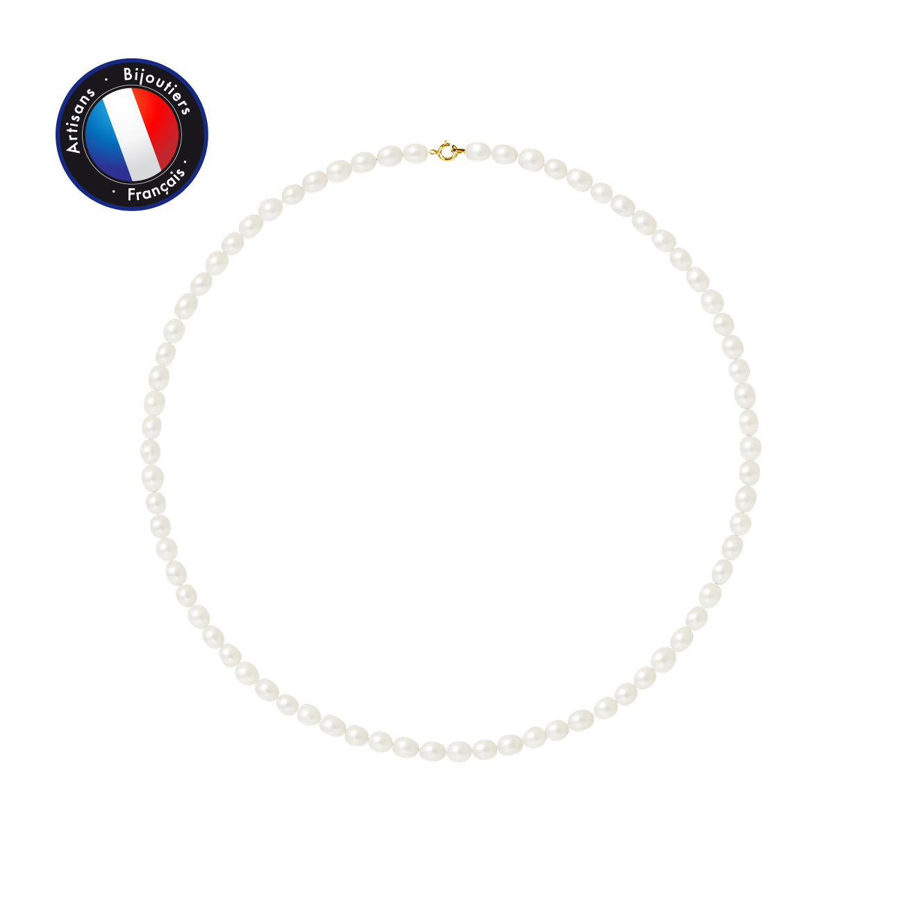 PERLINEA Collier Perles de Culture d'Eau Douce 5-6 mm Blanches - Or Jaune