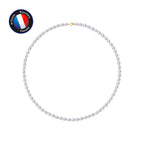 PERLINEA Collier Perles de Culture d'Eau Douce 5-6 mm Violettes - Or Jaune