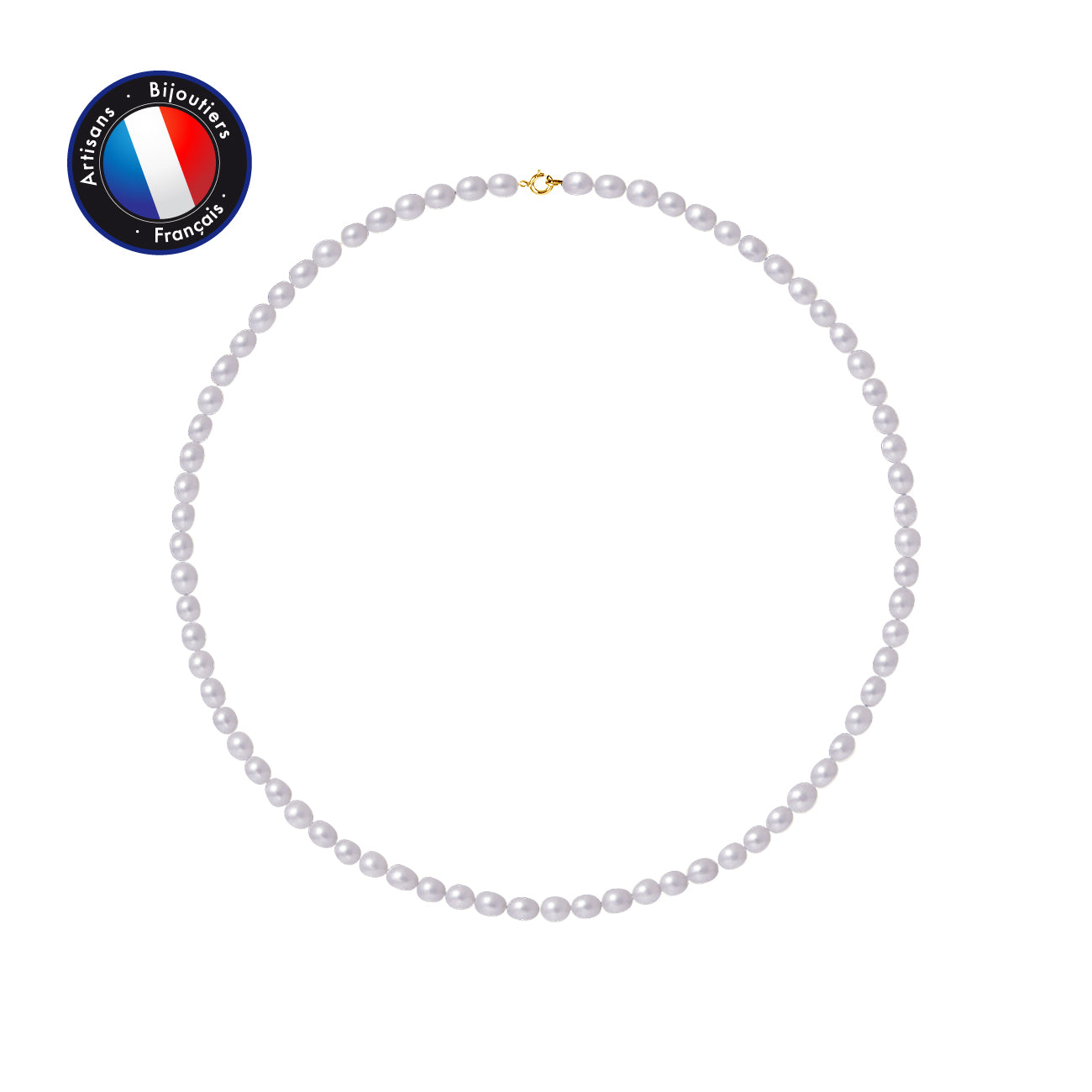 PERLINEA Collier Perles de Culture d'Eau Douce 5-6 mm Violettes - Or Jaune