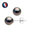 PERLINEA Boucles d'Oreilles Perles de Culture de Tahiti Diamètre 8-9 mm - Or Blanc