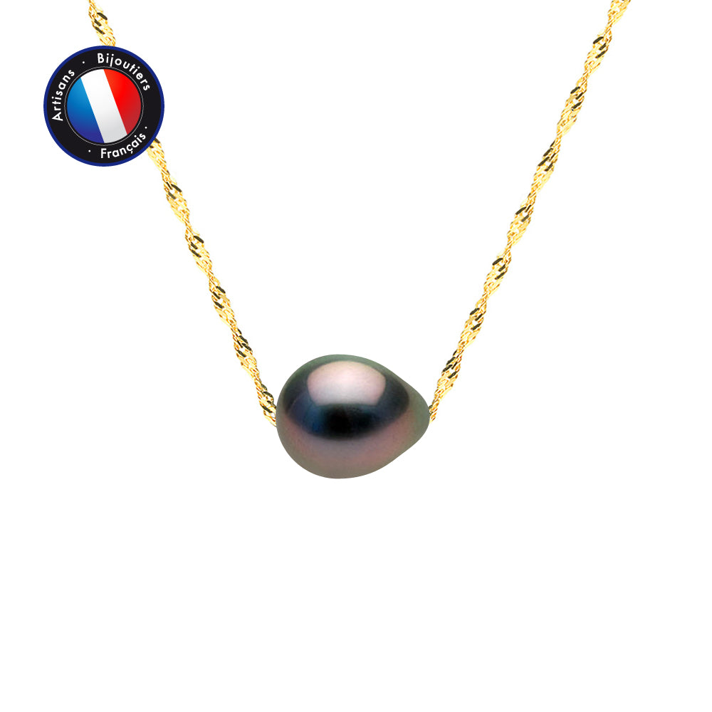 PERLINEA Collier Perle de Culture de Tahiti Bouton 8-9 mm - Or Jaune