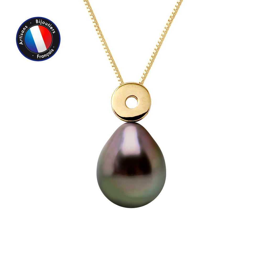 PERLINEA Collier Perle de Culture de Tahiti Bouton 8-9 mm - Or Jaune