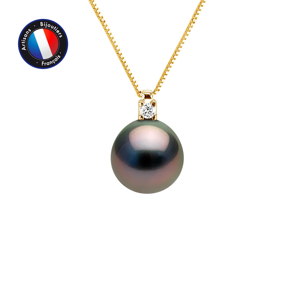 PERLINEA Collier Perle de Culture de Tahiti Diamètre 8-9 mm - Or Jaune