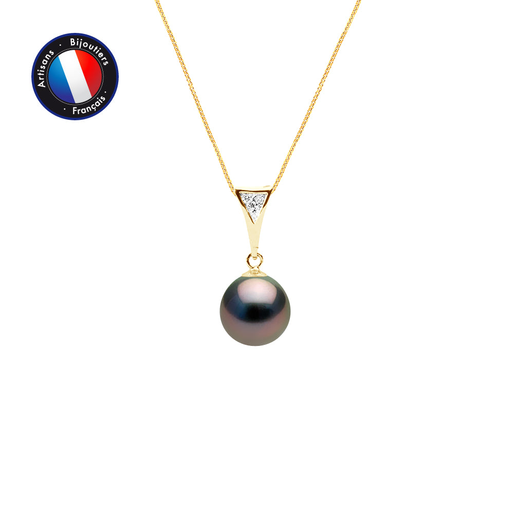 PERLINEA Collier Perle de Culture de Tahiti Diamètre 8-9 mm - Or Jaune