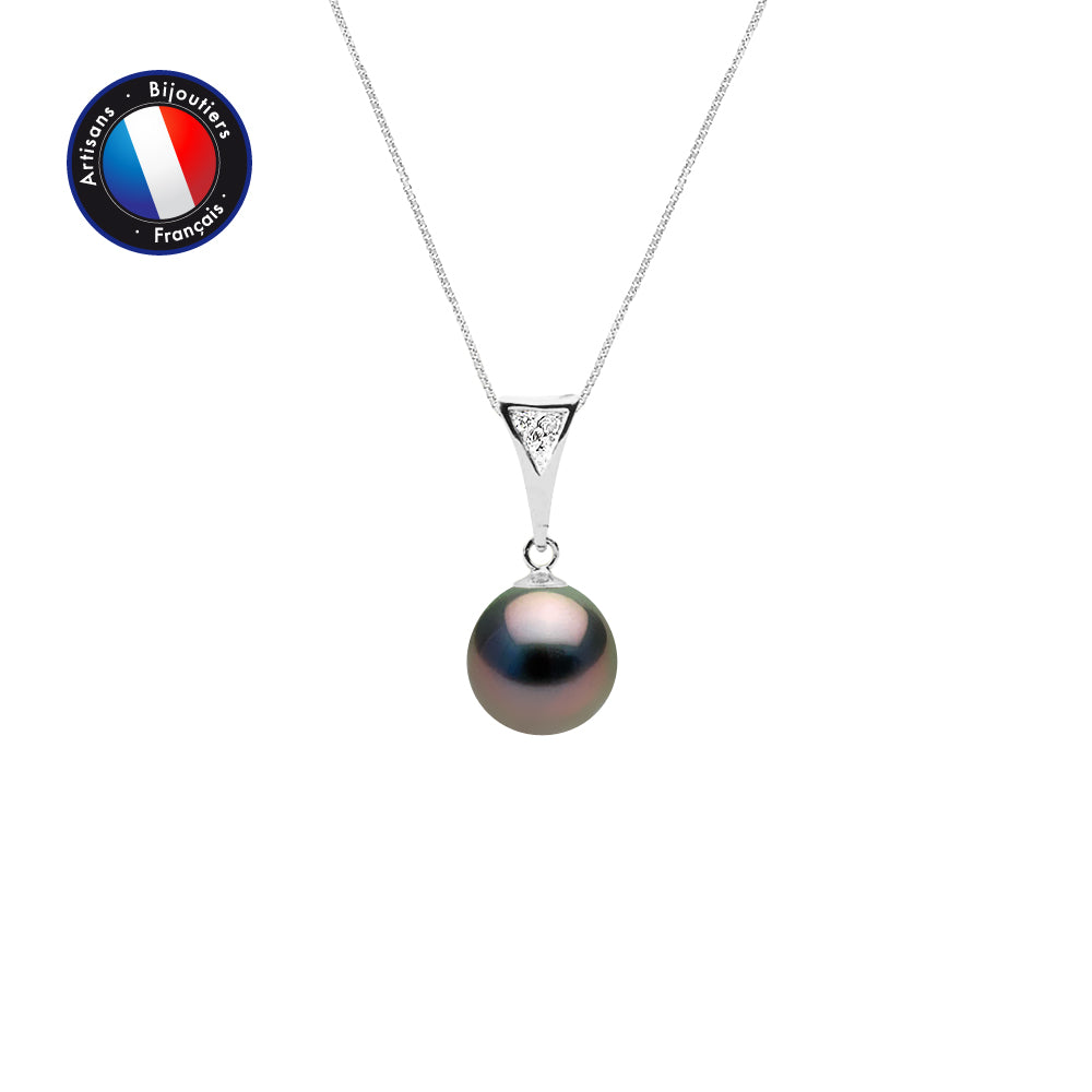 PERLINEA Collier Perle de Culture de Tahiti Diamètre 8-9 mm - Or Blanc