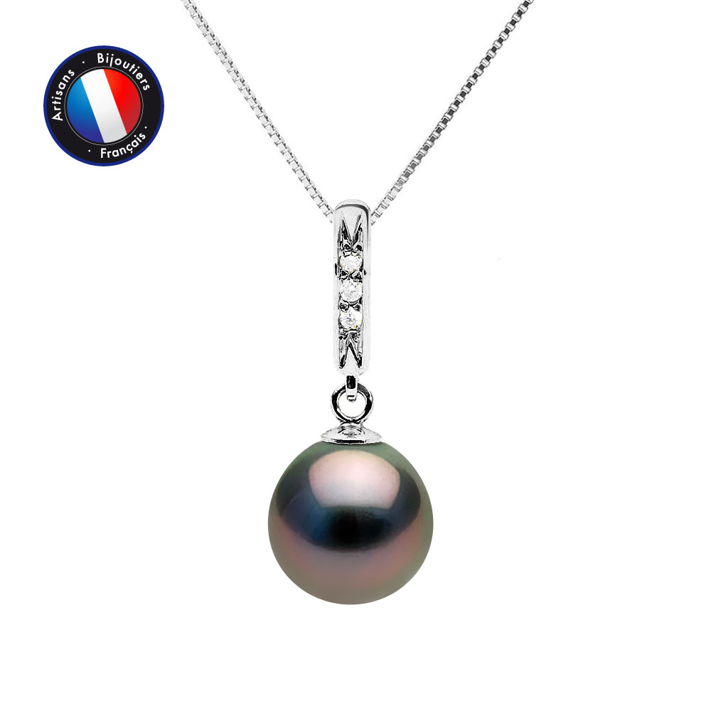 PERLINEA Collier Perle de Culture de Tahiti Diamètre 8-9 mm - Or Blanc