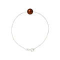 PERLINEA Bracelet Perle de Culture d'Eau Douce Diamètre 8-9 mm Chocolat - Argent 925 Millièmes