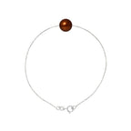 PERLINEA Bracelet Perle de Culture d'Eau Douce Diamètre 8-9 mm Chocolat - Argent 925 Millièmes