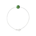 PERLINEA Bracelet Perle de Culture d'Eau Douce Diamètre 8-9 mm Vert Intense - Argent 925 Millièmes