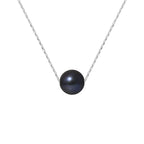 PERLINEA Collier Perle de Culture d'Eau Douce Diamètre 8-9 mm Black Tahiti - Argent 925 Millièmes